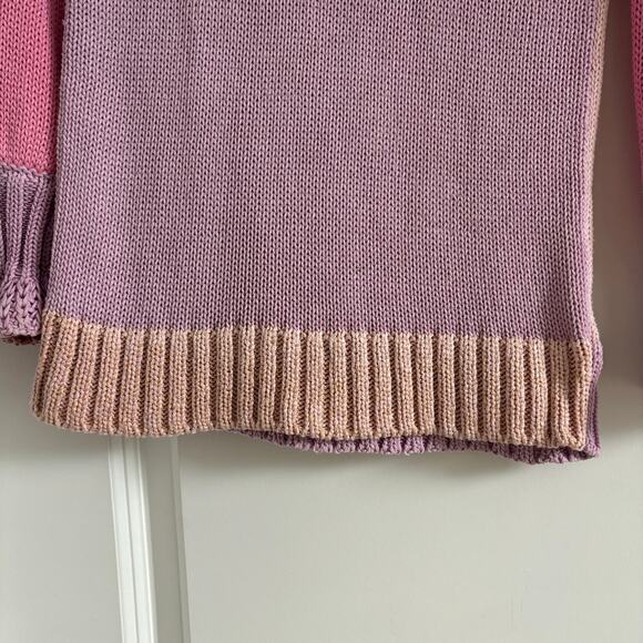 LoveShackFancy Girl’s Colorblock Knit Sweater Star Pink Sz 8-9Y Pastel Purple - Picture 9 of 15